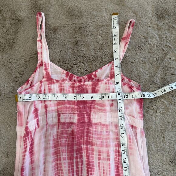 J. Jill Women's Tie-Dye Maxi Dress Size 4 Pink White Crinkle Boho Summer Sundres - Picture 5 of 8